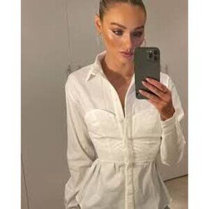 SOVERE Capture Corset Top in Milk Small New Womens Button Down Shirt Top